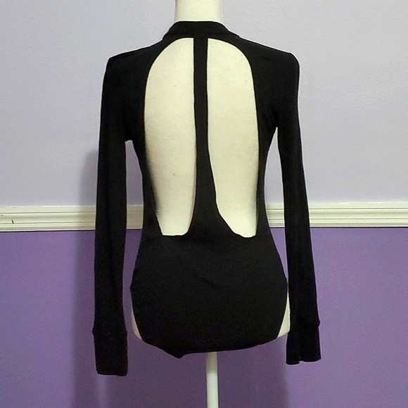 UO Out From Under 2 Become 1 Black High Neck Sexy Party Ribbed Knit Bodysuit - Picture 8 of 16